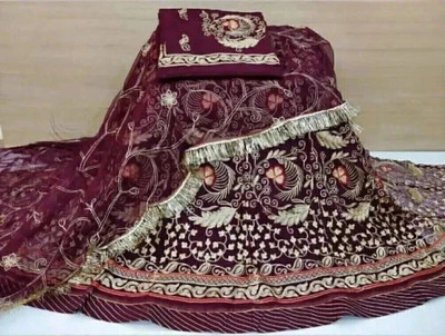 SHREE AMBEY TRADING Embroidered Semi Stitched Rajasthani Poshak(Purple)