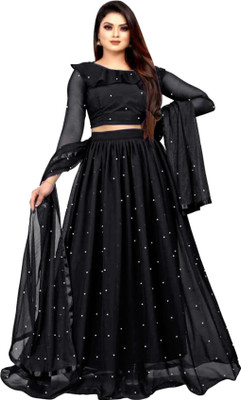Mor For Fab Fashion Embellished Semi Stitched Lehenga Choli(Black)
