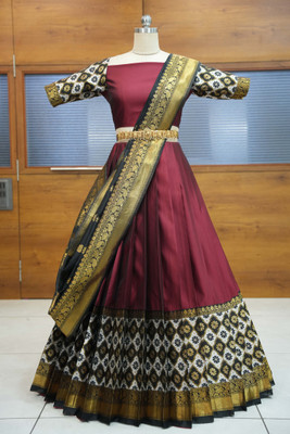 Fabcartz Self Design Semi Stitched Lehenga Choli(Maroon)