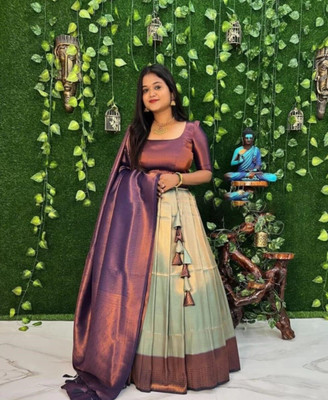 Nintya TexoFab Self Design Semi Stitched Lehenga Choli(Light Green)