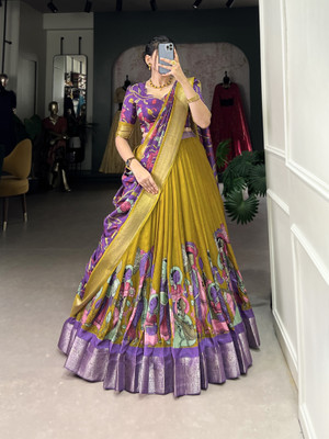 kridhashopping Printed Semi Stitched Lehenga Choli(Multicolor)
