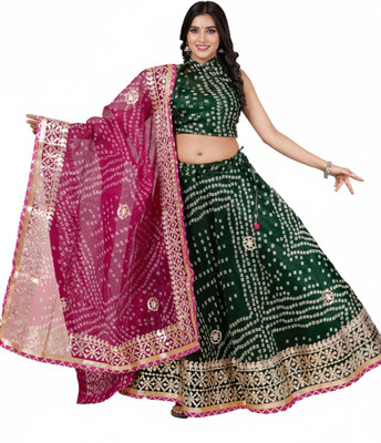 PAHNAVA Printed Semi Stitched Lehenga Choli(Multicolor)