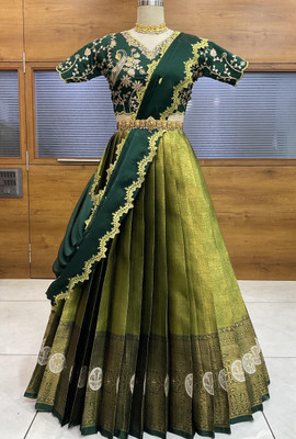 SHREE CREATION Embroidered Semi Stitched Lehenga Choli(Light Green)