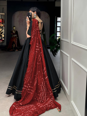 sarathybiz Self Design Semi Stitched Lehenga Choli(Black)