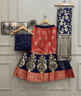 MR Y Self Design Semi Stitched Lehenga Choli(Red)