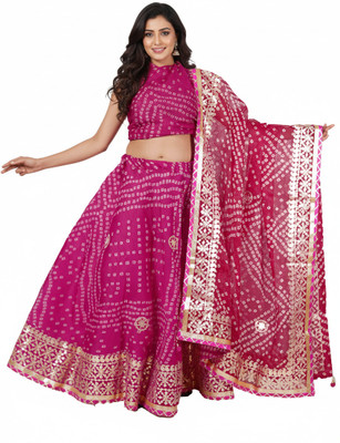 PAHNAVA Printed Semi Stitched Lehenga Choli(Multicolor)