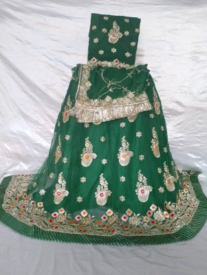 Yamuna Fashion Embroidered Semi Stitched Rajasthani Poshak(Dark Green)