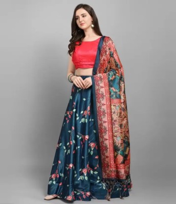 PRIYKAR Printed Semi Stitched Lehenga Choli(Blue)