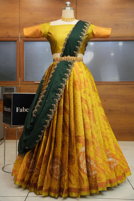 Fabcartz Self Design Semi Stitched Lehenga Choli(Yellow)