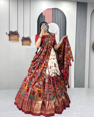 AAYUSHYAM ENTERPRISE Printed Semi Stitched Lehenga Choli(White)