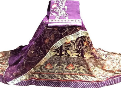 Shreemanji trading Embroidered Semi Stitched Rajasthani Poshak(Purple)