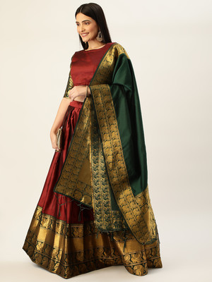 SHREE CREATION Self Design Semi Stitched Lehenga Choli(Maroon)