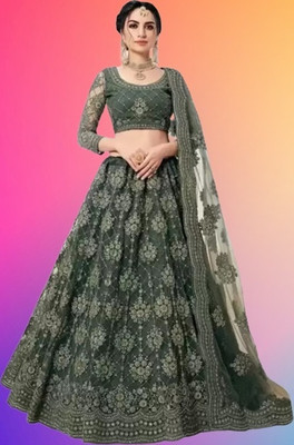 Miara Self Design Semi Stitched Lehenga Choli(Light Green)