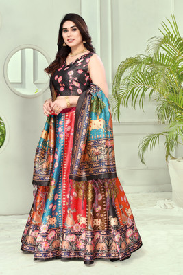 KAHIRAA WHOLETEX Digital Print Semi Stitched Lehenga Choli(Multicolor)