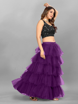 A To Z Cart Solid Semi Stitched Lehenga Choli(Purple)