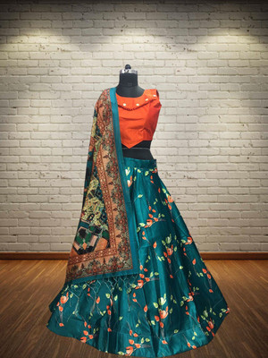 kaizen texo fab Digital Print Semi Stitched Lehenga Choli(Multicolor)