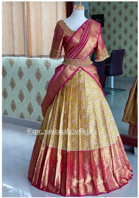 niv Self Design Semi Stitched Lehenga Choli(Pink)