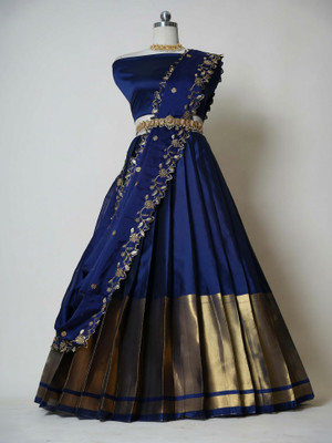SHREE CREATION Printed Semi Stitched Lehenga Choli(Dark Blue)