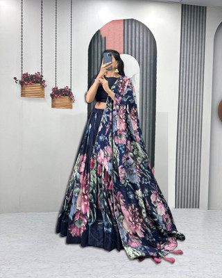 sarathybiz Self Design Semi Stitched Lehenga Choli(Dark Blue)