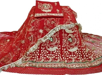 SHREE AMBEY TRADING Embroidered Semi Stitched Rajasthani Poshak(Red)