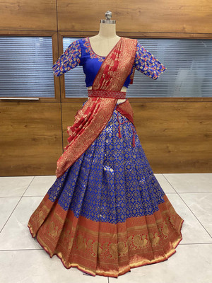 SHREE CREATION Self Design Semi Stitched Lehenga Choli(Blue)