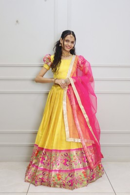 Fabcartz Self Design Semi Stitched Lehenga Choli(Yellow)