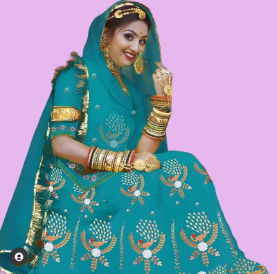 balaji textiles Embroidered Semi Stitched Rajasthani Poshak(Blue)