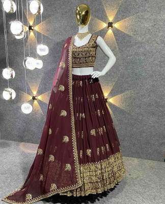 Aptex Self Design Semi Stitched Lehenga Choli(Maroon)