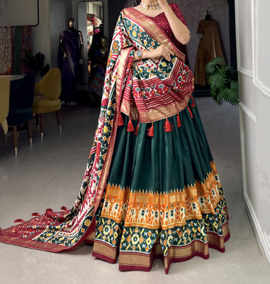 Zinsy Creation Printed Semi Stitched Lehenga Choli(Green)