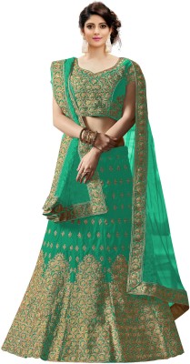 Kedar Fab Embroidered Semi Stitched Lehenga Choli(Light Green)