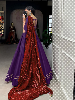 RADHVI BIZ Self Design Semi Stitched Lehenga Choli(Purple)