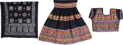 dandiya Bandhani Stitched Lehenga Choli(Black)