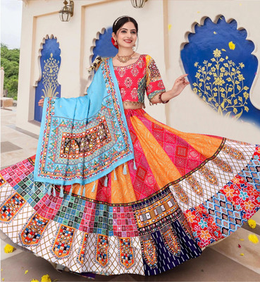 Shubh Viyan Textiles Bandhani Semi Stitched Lehenga Choli(Multicolor)