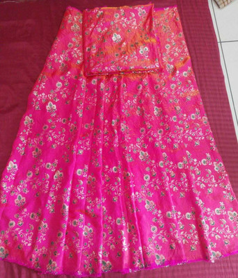 SKRAJPUTIFABRIC Floral Print Semi Stitched Rajputi Poshak(Pink)