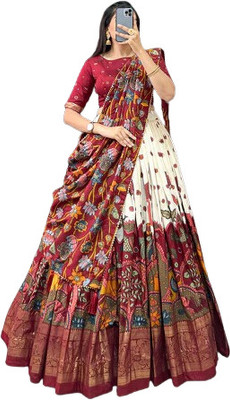 AAYUSHYAM ENTERPRISE Self Design Semi Stitched Lehenga Choli(White)