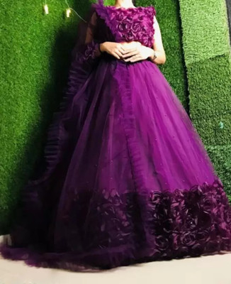 LEGCAYETHNIC Embroidered Semi Stitched Lehenga Choli(Purple)