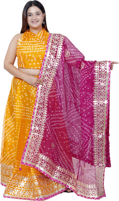 PAHNAVA Bandhani Semi Stitched Lehenga Choli(Multicolor)