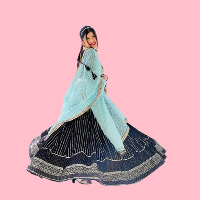 IYALAFAB Self Design Semi Stitched Lehenga Choli(Dark Blue)