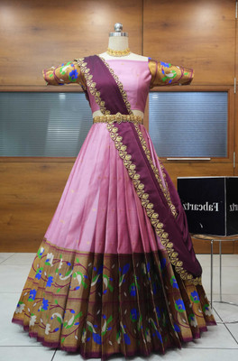 SHREE CREATION Self Design Semi Stitched Lehenga Choli(Pink)