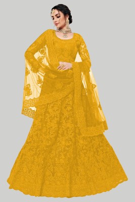 GOROLY Embroidered Semi Stitched Lehenga Choli(Yellow)