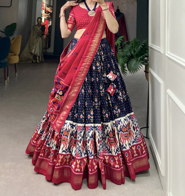 Zinsy Creation Printed Semi Stitched Lehenga Choli(Dark Blue)