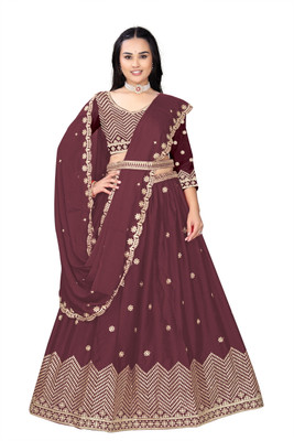 RUPAL CREATION Embroidered Semi Stitched Lehenga Choli(Maroon)