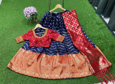 SHREE CREATION Self Design Semi Stitched Lehenga Choli(Dark Blue)