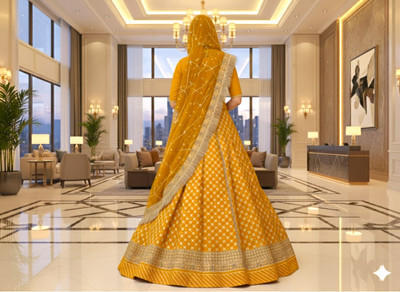 Shreemanji trading Embroidered Semi Stitched Rajputi Poshak(Multicolor)