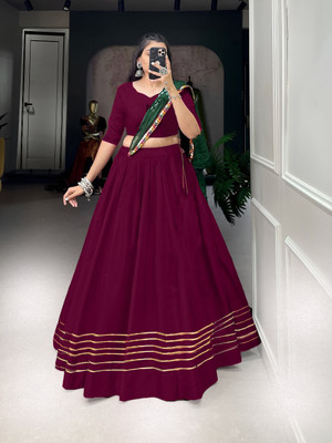 CYNOR ENTERPRISE Solid Semi Stitched Lehenga Choli(Maroon)