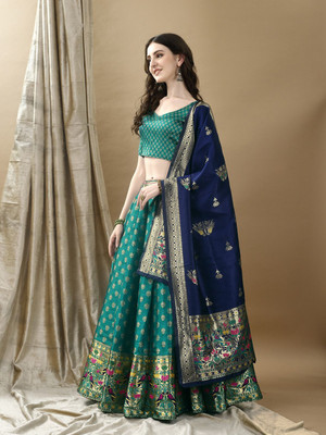 LCHH32RZ2AZX9TYH Self Design Semi Stitched Lehenga Choli(Green)