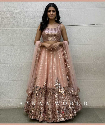 PRATYAM FASHION Embroidered, Self Design Semi Stitched Lehenga Choli(Pink)