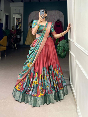 AAYUSHYAM ENTERPRISE Printed Semi Stitched Lehenga Choli(Red)