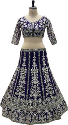 VIBHULEHENGA Embroidered Semi Stitched Lehenga Choli(Silver)