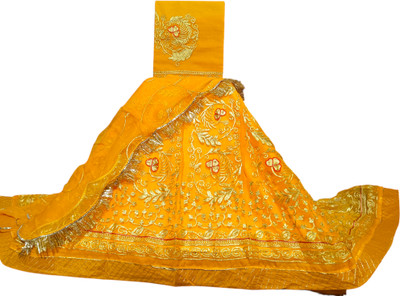 Wolvox Embroidered Semi Stitched Rajputi Poshak(Yellow)